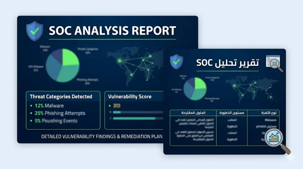 فحص وتحليل الثغرات الأمنية وتقديم تقرير SOC Analyst احترافي.