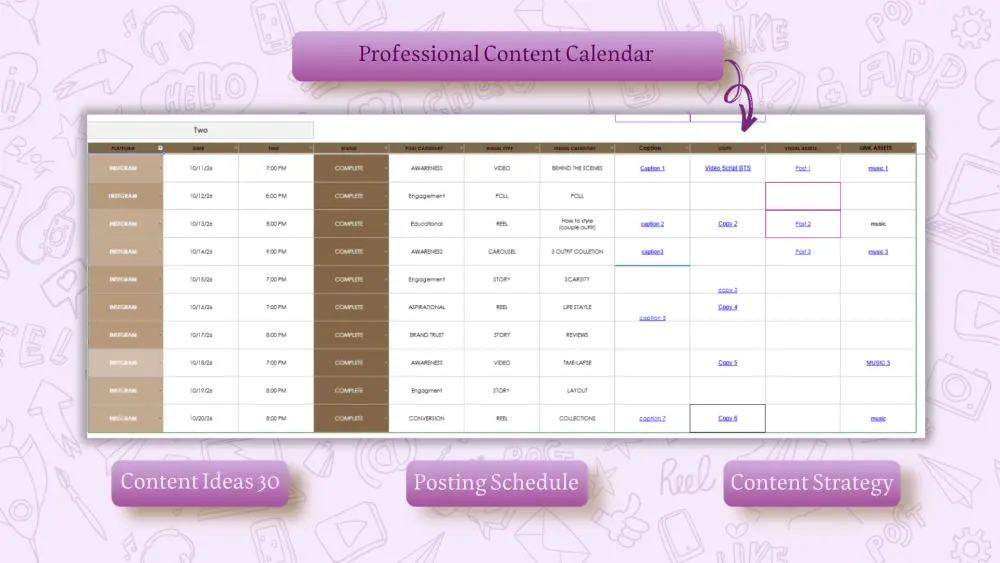 بإنشاء Content Calendar احترافي ومنظم لصفحات التواصل الاجتماعي