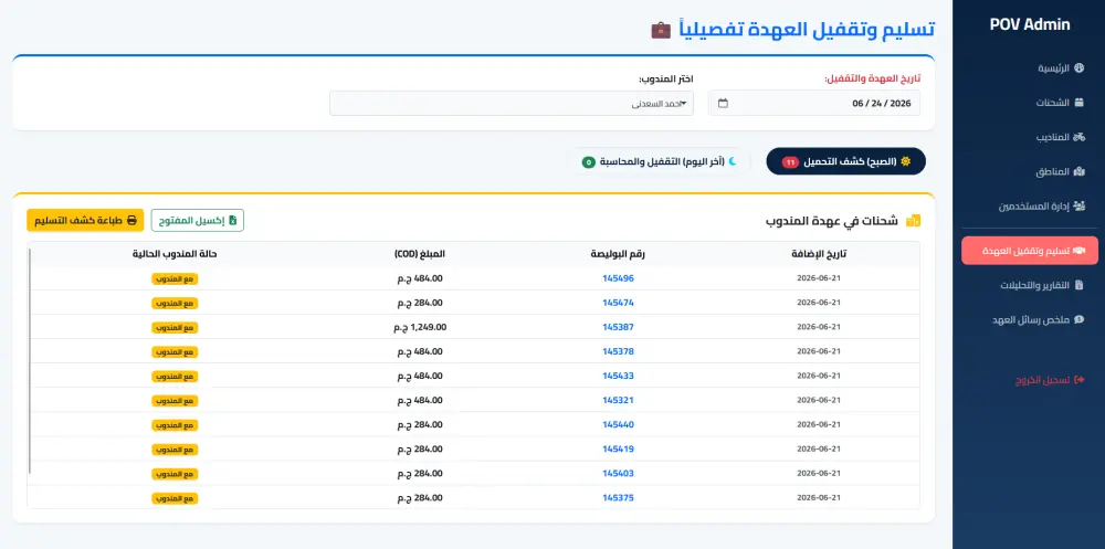 برمجة وتطوير نظام متكامل لإدارة شركات الشحن (نظام تتبع، مناديب، وإدارة طرود)