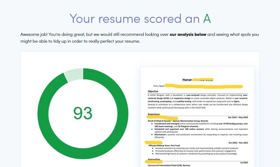 سيرة ذاتية احترافية متوافقة مع Ats بنسبة اعلي من 90%