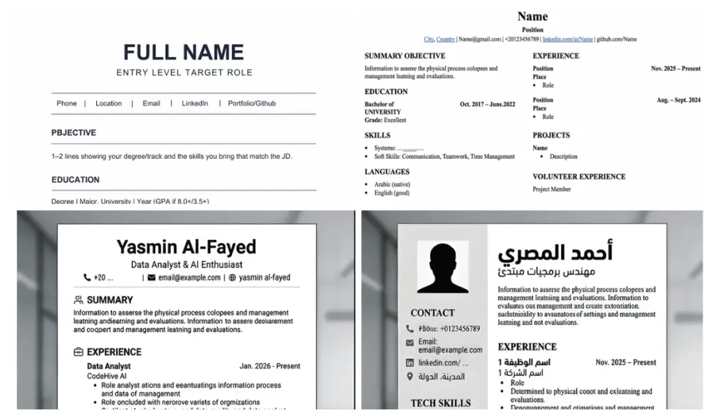 CV احترافي يجتاز فحص الـ ATS باللغتين العربية او الإنجليزيه