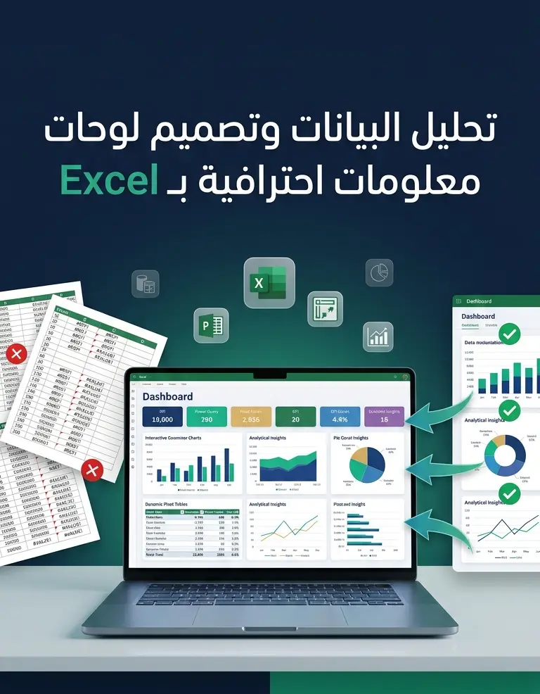 تحليل بيانات وتصميم لوحات معلومات (Dashboards) تفاعلية باستخدام Excel