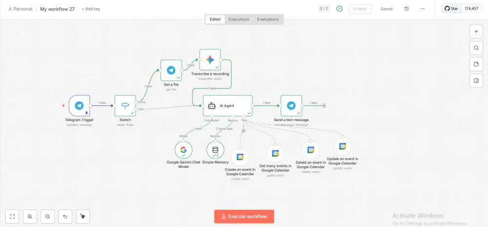 بناء نظام أتمتة ذكي بوت واتساب أو تيليجرام باستخدام n8n وذكاء اصطناعي