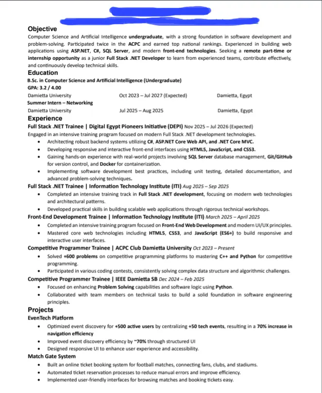 سيرة ذاتية CV احترافي متوافق مع ATS يبرز مهاراتك ويضاعف فرصك