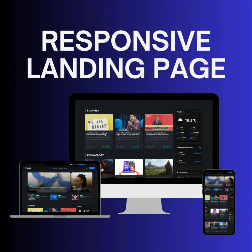 برمجة صفحة هبوط (Landing Page) عصرية ومتجاوبة بالكامل