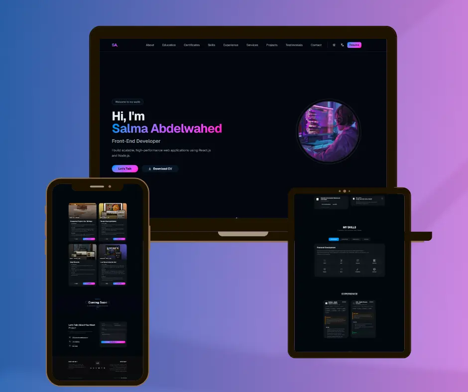 برمجة وتصميم بورتفوليو (Portfolio) احترافي باستخدام React