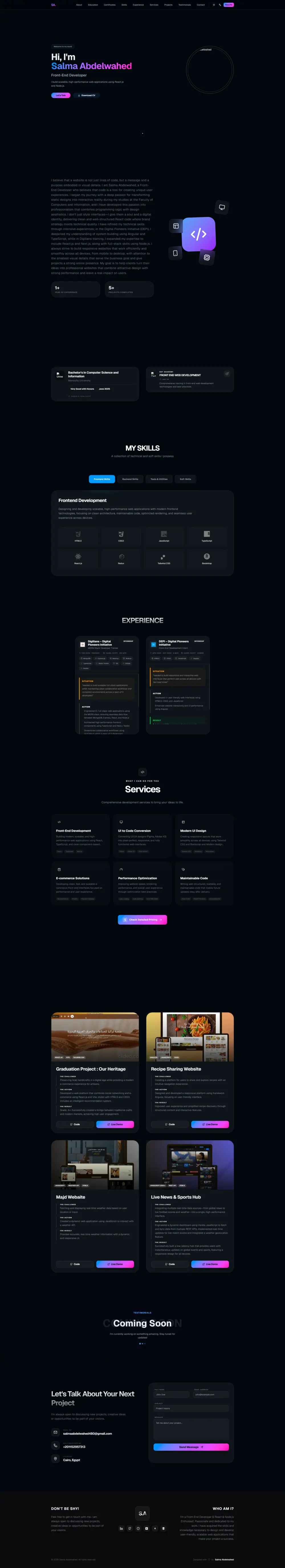 برمجة وتصميم بورتفوليو (Portfolio) احترافي باستخدام React