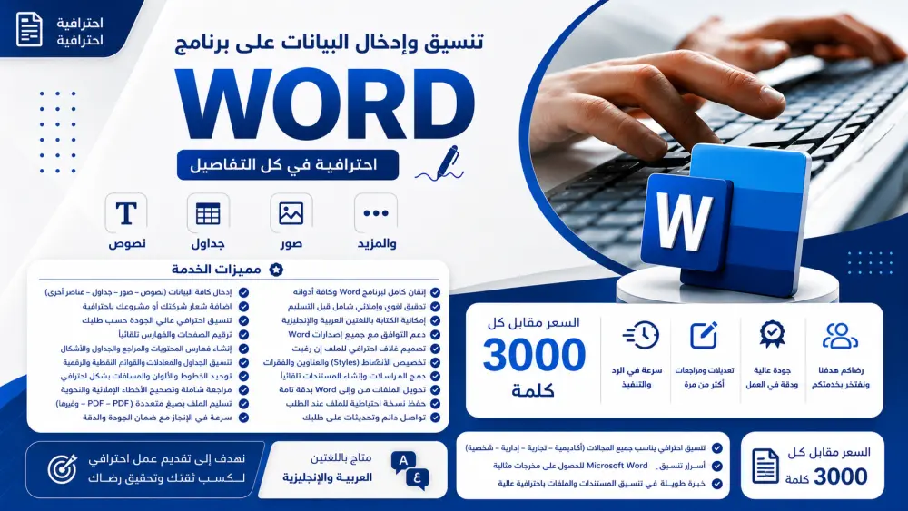 إدخال وتنسيق المحتوى على برنامج Microsoft Word باحترافية عالية