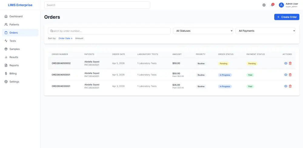 تطوير وبيع نظام إدارة مختبر طبي (LIMS) جاهز ومتعدد الفروع