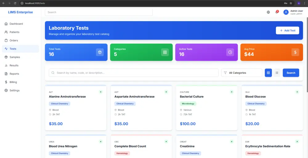 تطوير وبيع نظام إدارة مختبر طبي (LIMS) جاهز ومتعدد الفروع