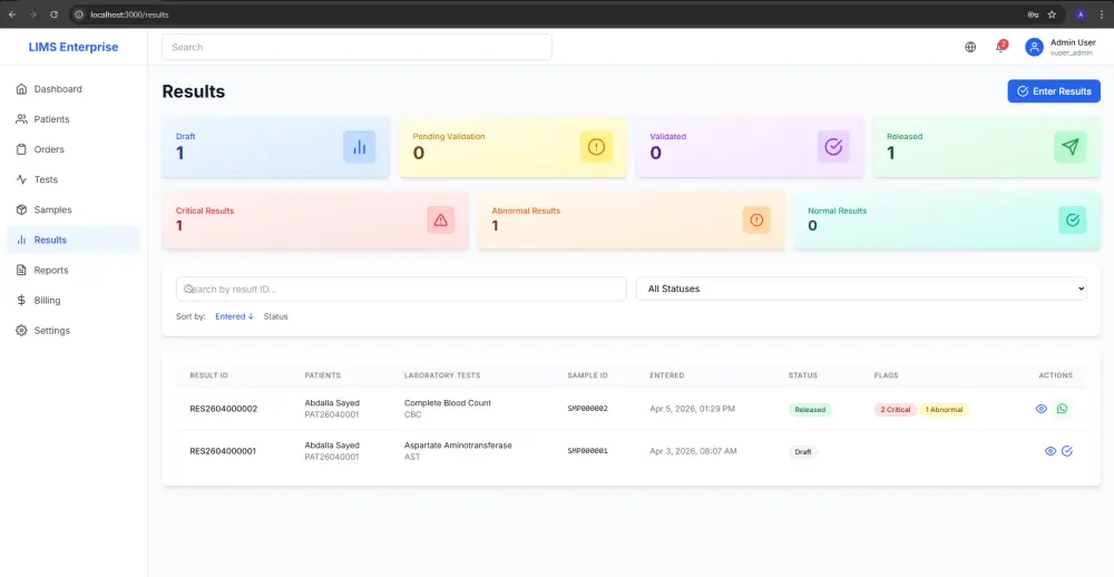 تطوير وبيع نظام إدارة مختبر طبي (LIMS) جاهز ومتعدد الفروع