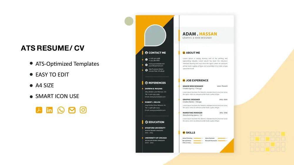 تصميم سيرة ذاتية (CV) احترافية ومتوافقة مع أنظمة الـ ATS باللغة العربية أو اللغة الانجليزية