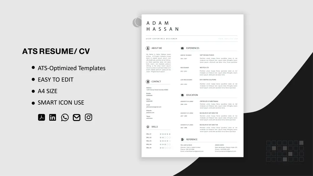 تصميم سيرة ذاتية (CV) احترافية ومتوافقة مع أنظمة الـ ATS باللغة العربية أو اللغة الانجليزية