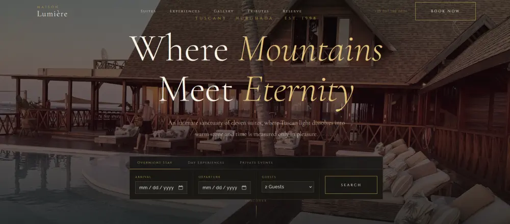 website احترافية لخدمات فندق