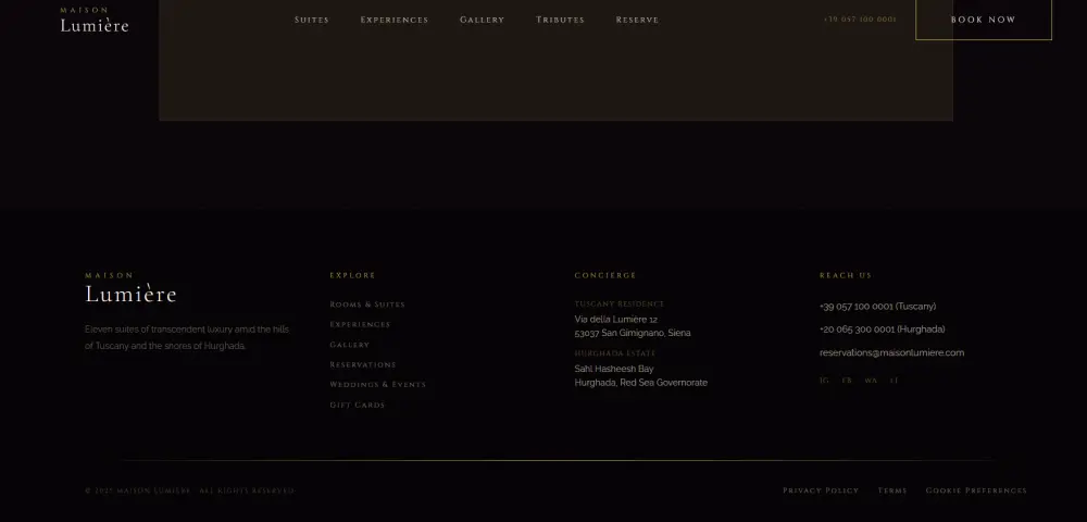 website احترافية لخدمات فندق