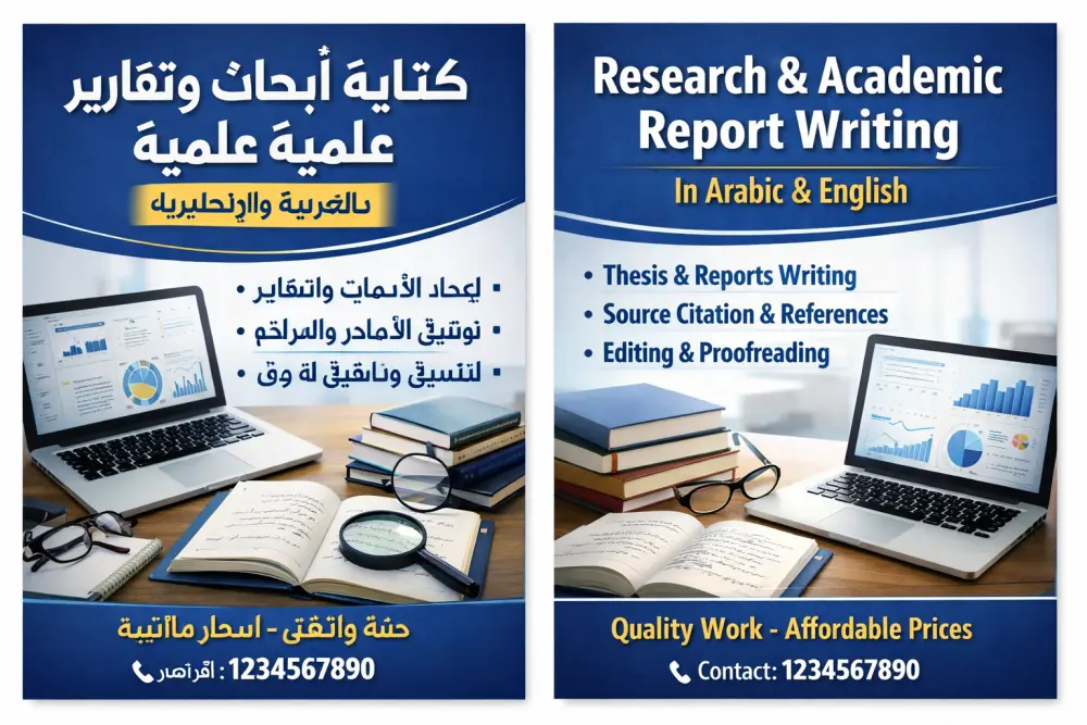 كتابه ابحاث وتقارير علميه باللغتين العربيه والانجليزيه