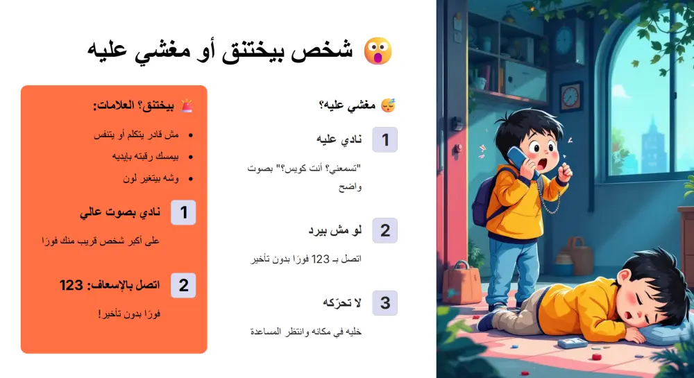 تصميم عرض PowerPoint تفاعلي ومبهر عن الإسعافات الأولية للأطفال