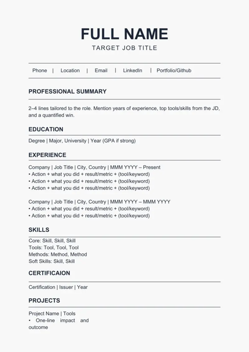 عمل CV احترافي ويكون (ATS friendly )