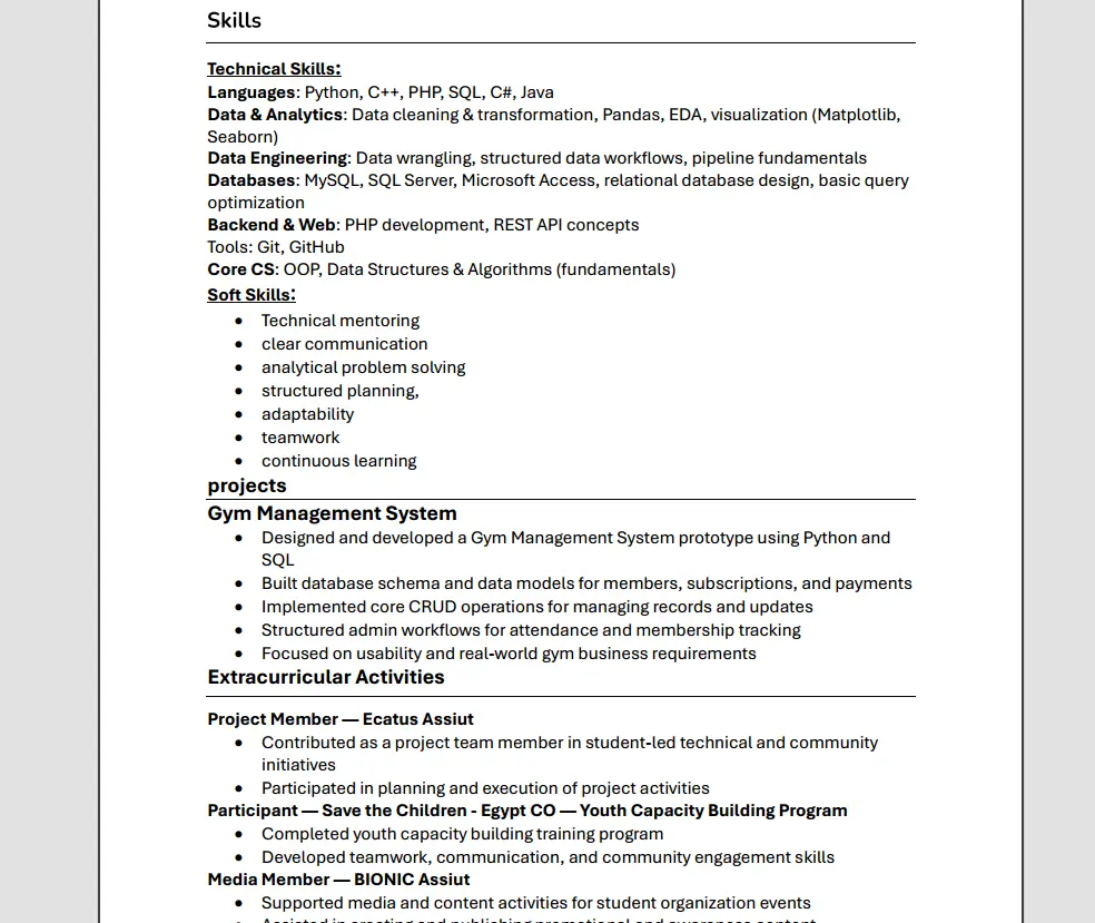 عمل CV احترافي ويكون (ATS friendly )