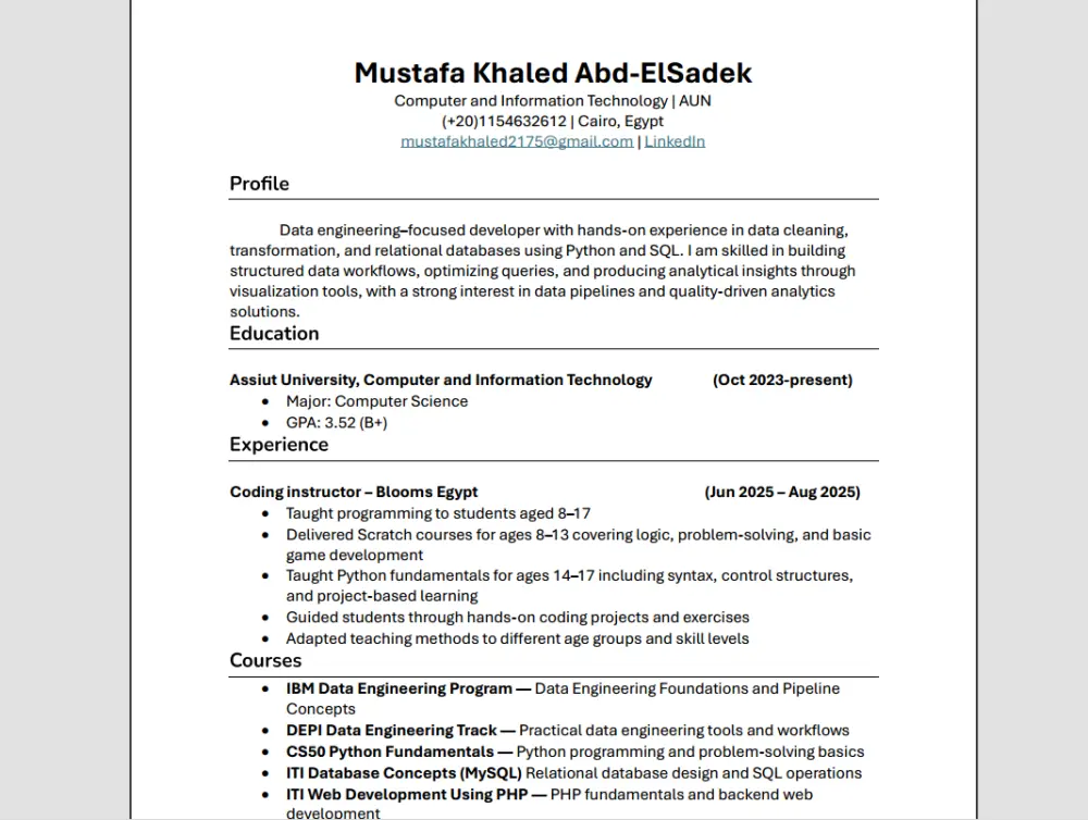 عمل CV احترافي ويكون (ATS friendly )