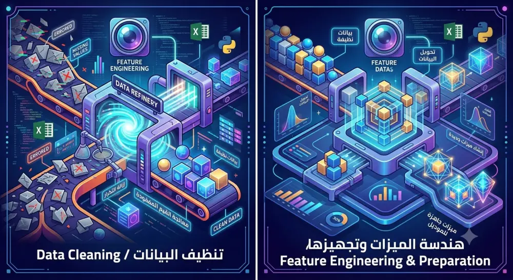 خدمة تنظيف وهندسة البيانات وتجهيزها للموديل (Data Preprocessing & Feature Engineering)