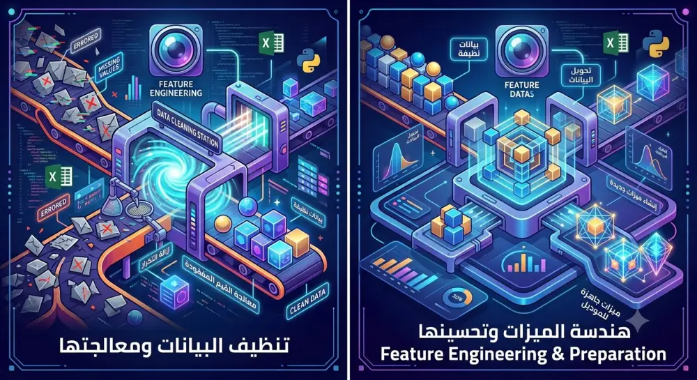 خدمة تنظيف وهندسة البيانات وتجهيزها للموديل (Data Preprocessing & Feature Engineering)