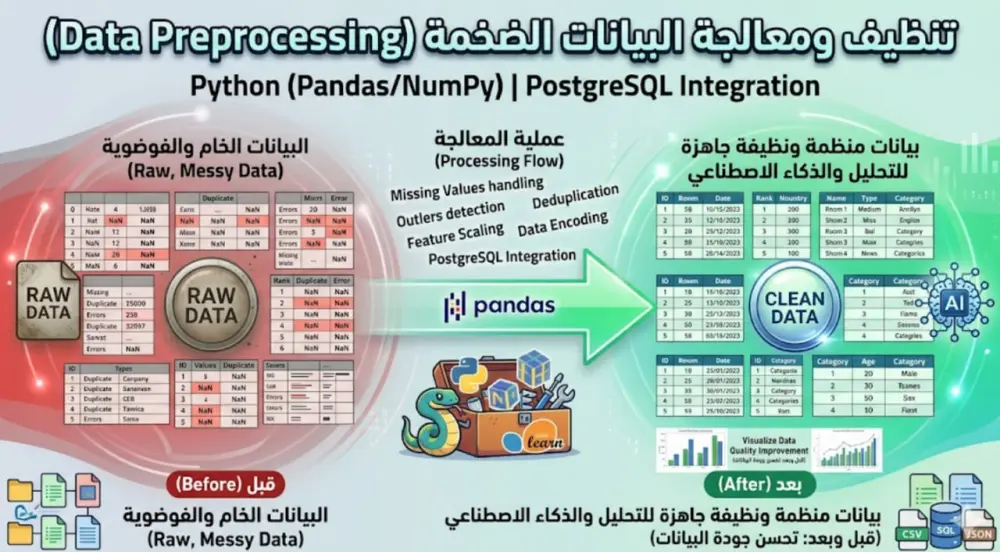 تنظيف ومعالجة البيانات الضخمة (Data Preprocessing) باستخدام Python