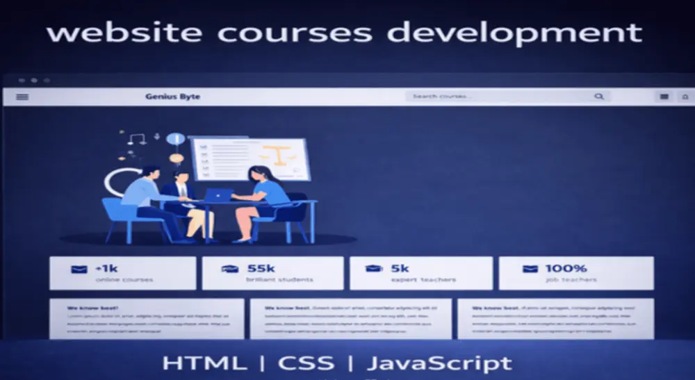 تصميم وتطوير موقع منصة كورسات باستخدام HTML, CSS, JavaScript