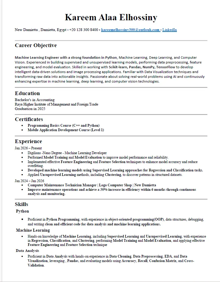 عمل cv أحترافى بنظام ال ATS