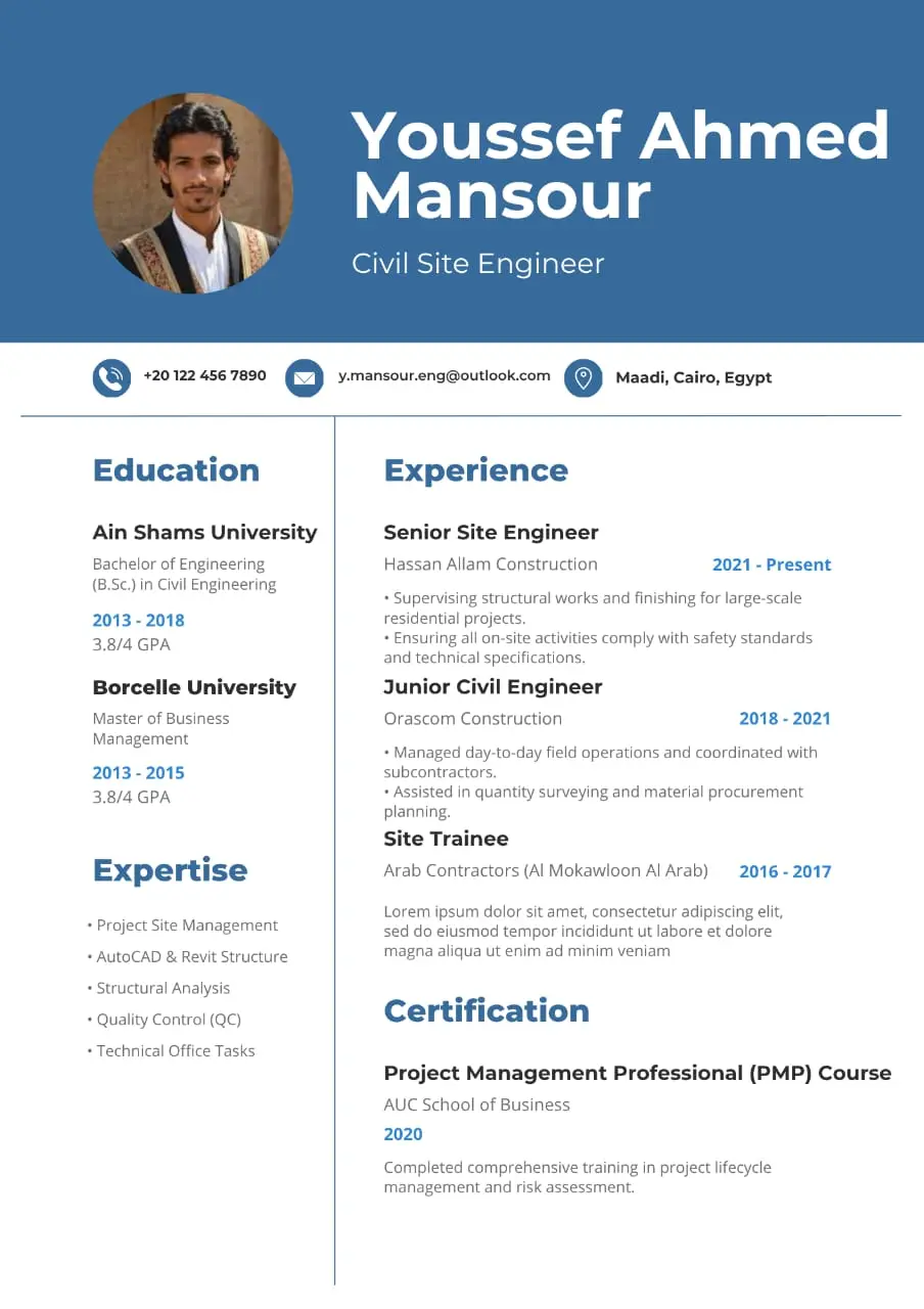 تصميم سيرة ذاتية (CV) احترافية