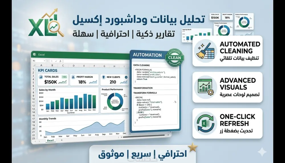 تصميم لوحات تحكم (Dashboards) احترافية وتفاعلية عبر Excel