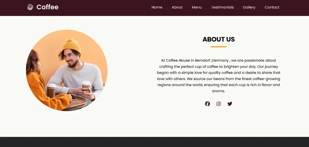 تصميم Landing Page احترافية لمقهىCoffee Shop