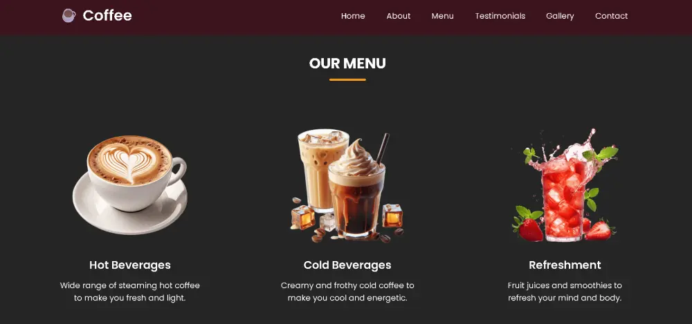 تصميم Landing Page احترافية لمقهىCoffee Shop