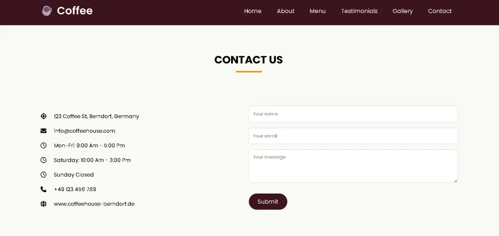 تصميم Landing Page احترافية لمقهىCoffee Shop