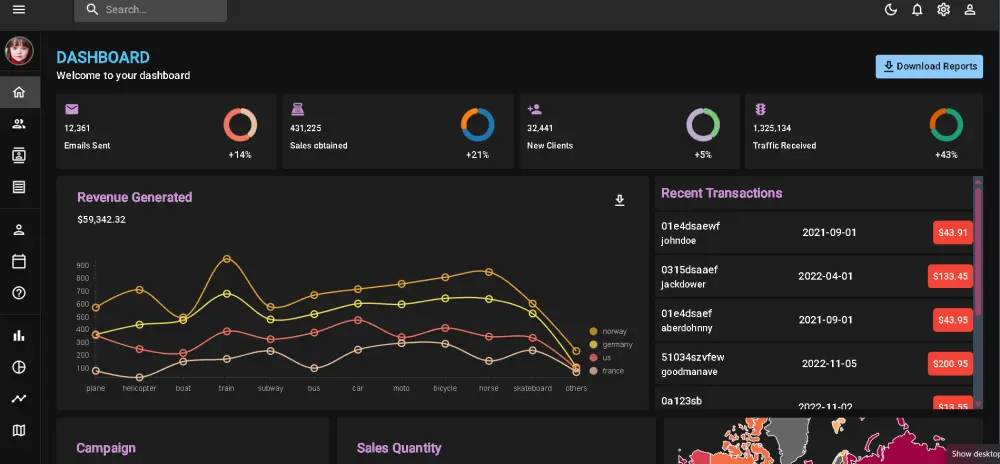 سأقوم بتطوير Dashboard احترافي باستخدام React.js