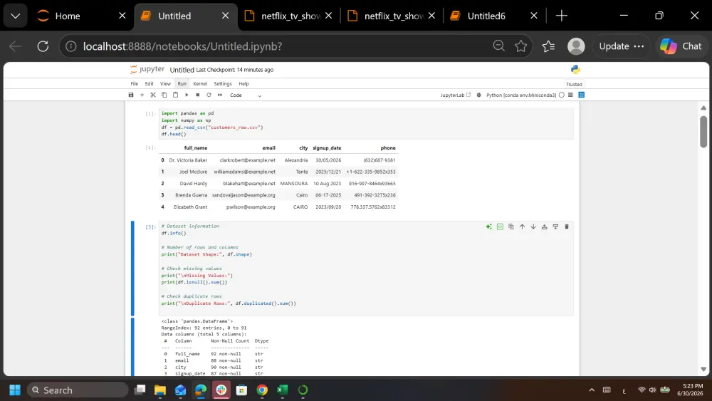 تنظيف البيانات باستخدام Python وPandas وتحويلها إلى بيانات جاهزة للتحليل