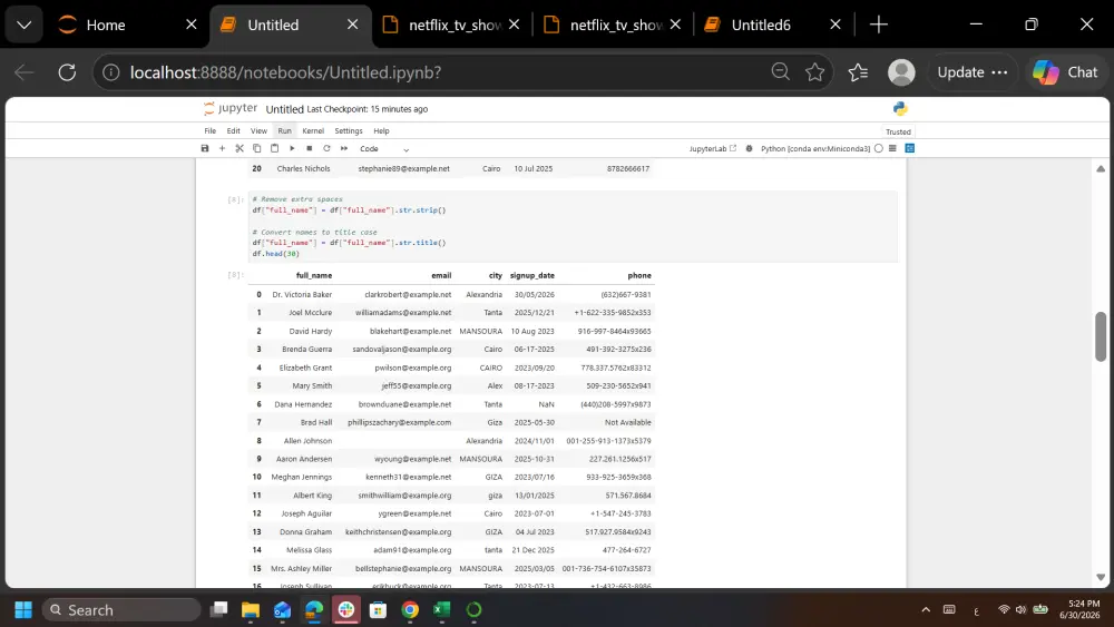 تنظيف البيانات باستخدام Python وPandas وتحويلها إلى بيانات جاهزة للتحليل