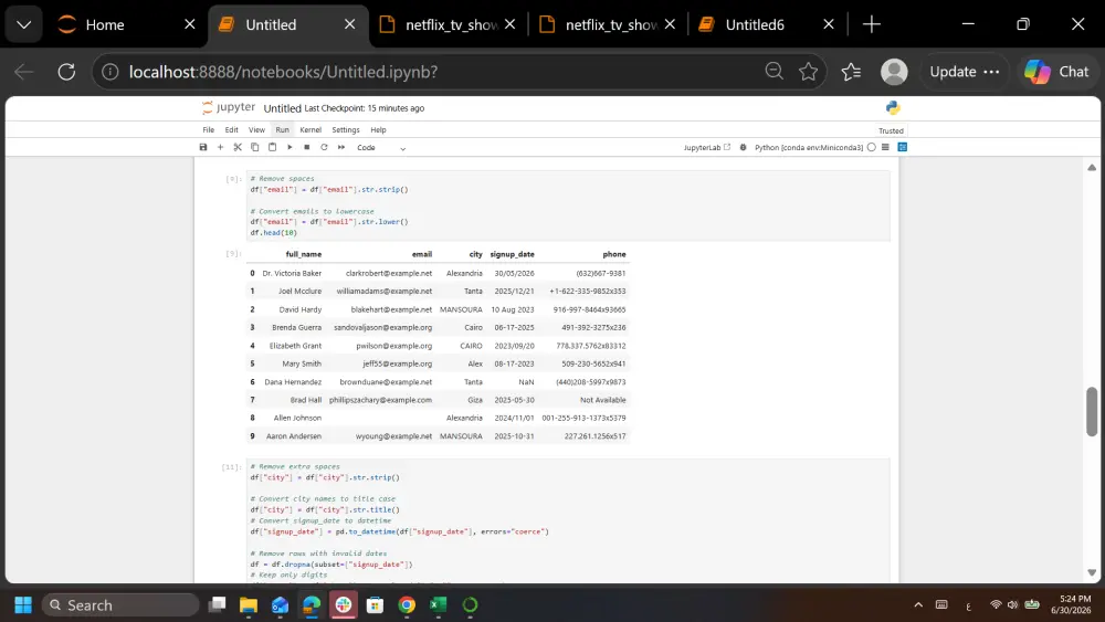 تنظيف البيانات باستخدام Python وPandas وتحويلها إلى بيانات جاهزة للتحليل