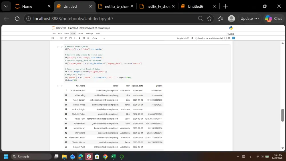 تنظيف البيانات باستخدام Python وPandas وتحويلها إلى بيانات جاهزة للتحليل