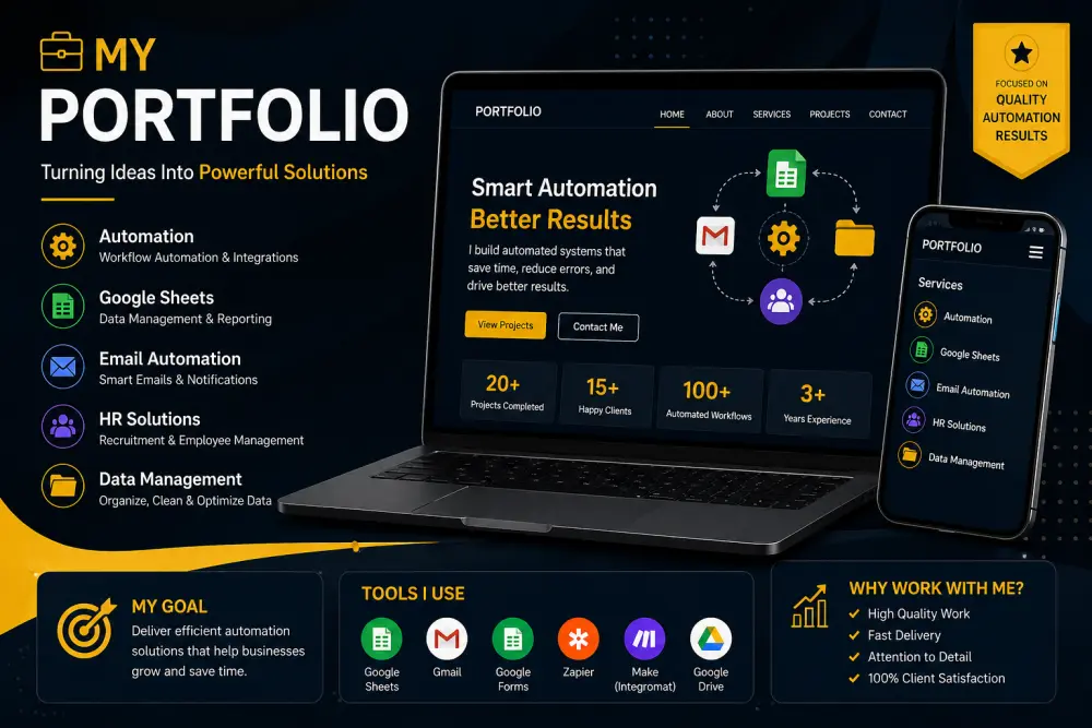 هل تبحث عن طريقة مميزة لعرض خدماتك وجذب العملاء؟ أقدّم لك تصميم Portfolio احترافي يعكس مهاراتك ويبرز أعمالك بشكل جذاب واحترافي