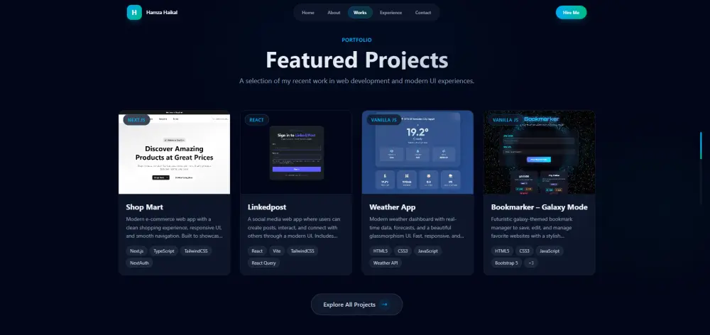 تصميم موقع Portfolio شخصي احترافي باستخدام HTML و CSS و TailwindوReact