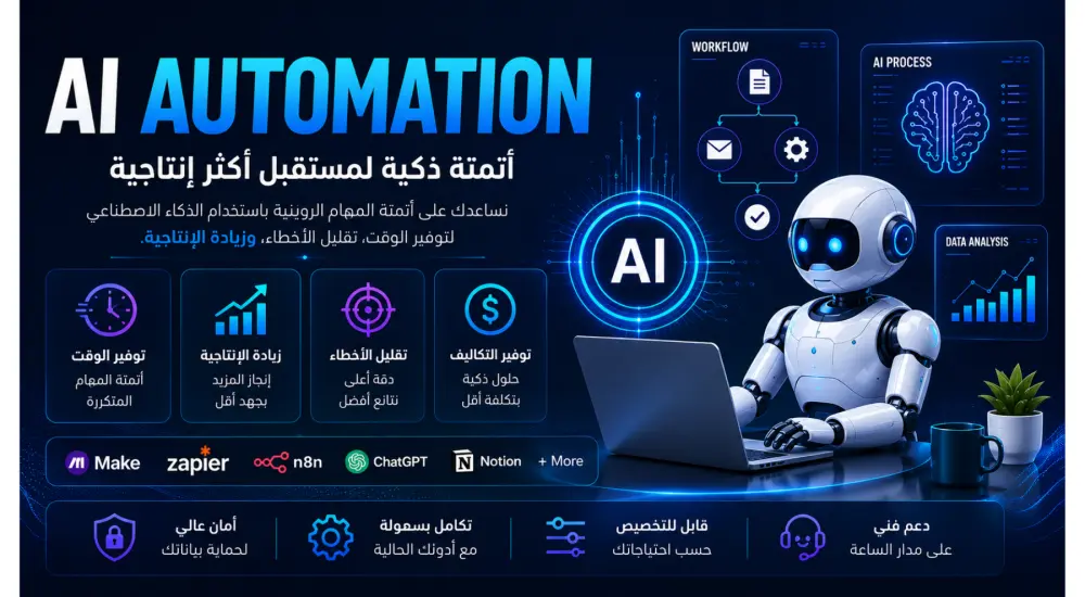 إنشاء أنظمة ذكاء اصطناعي و Automation مخصصة لعملك