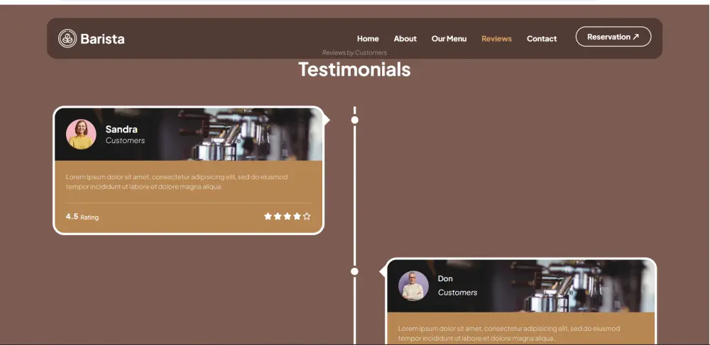 برمجة صفحة هبوط (Landing Page) عصرية للكافيهات والمطاعم بأنيميشن تفاعلي.