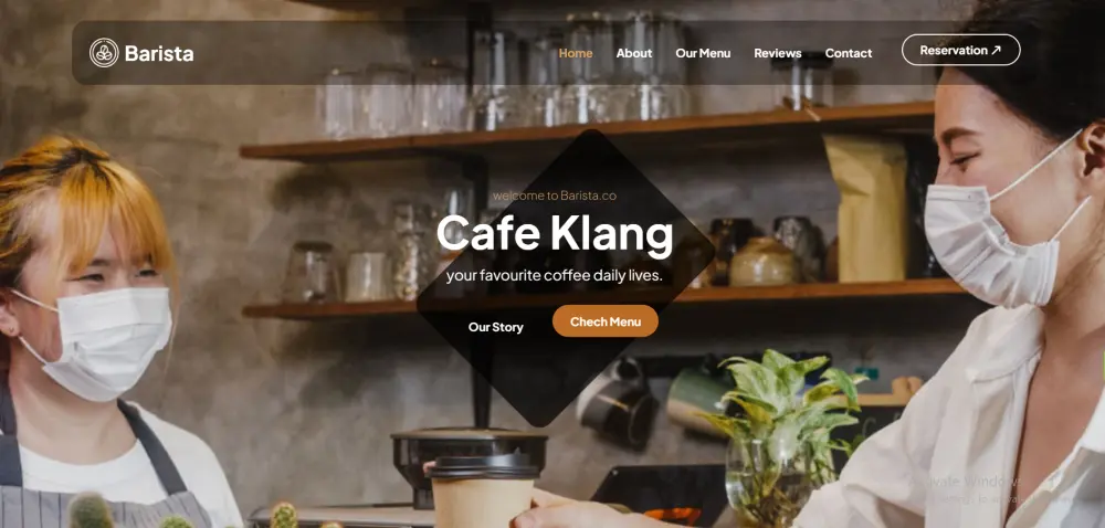 برمجة صفحة هبوط (Landing Page) عصرية للكافيهات والمطاعم بأنيميشن تفاعلي.