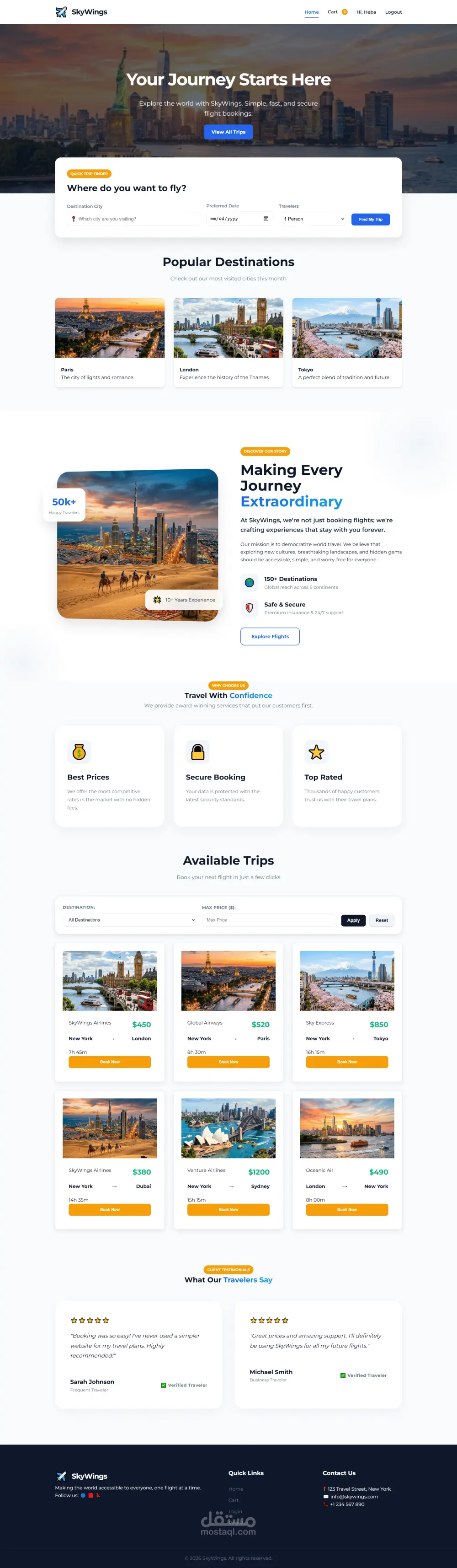 Flight Booking Website | HTML, CSS, JS