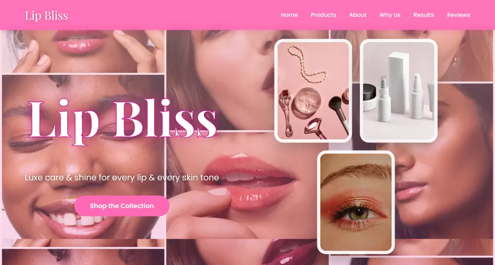 تصميم صفحة ويب لمتجر مستحضرات تجميل (Lip Bliss) باستخدام HTML & CSS