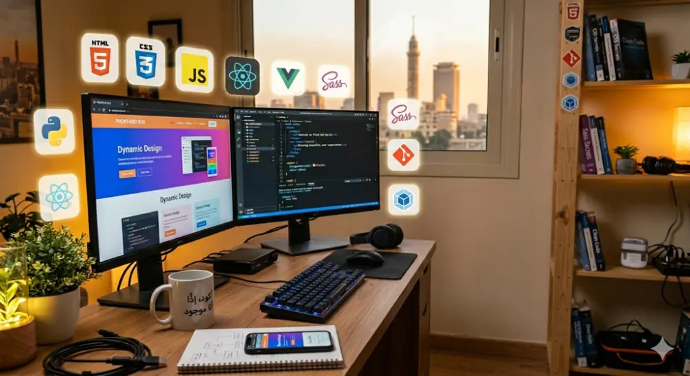 سأقوم بتصميم صفحة ويب احترافية ومتجاوبة باستخدام HTML وCSS وJavaScript