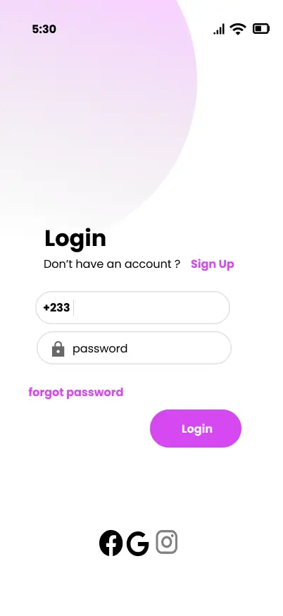 صميم صفحة تسجيل دخول وتسجيل حساب (Login & Sign Up)