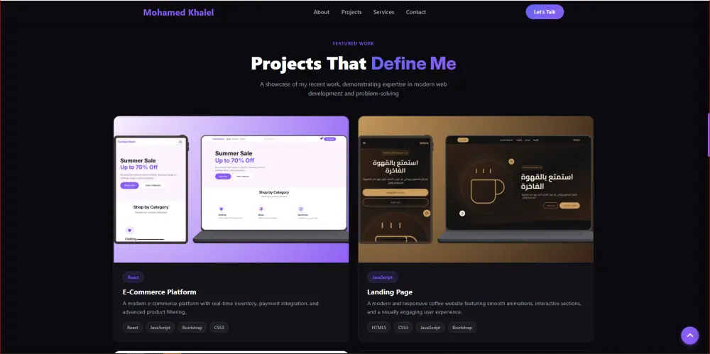 موقع Portfolio متكامل لعرض مشاريعك باحترافية