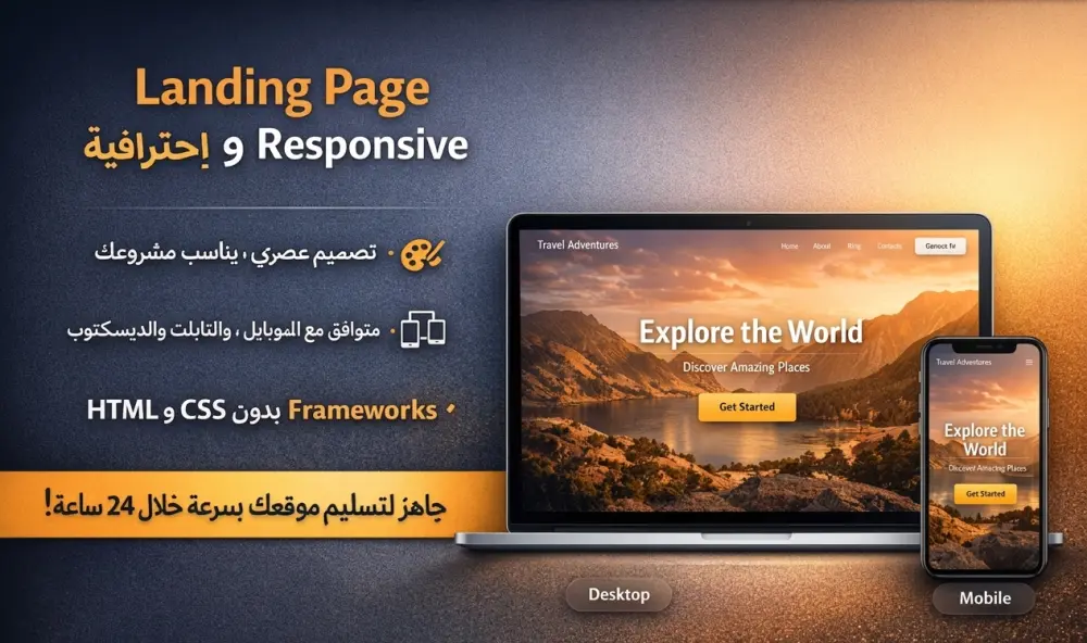 تصميم Landing Page احترافية Responsive باستخدام HTML و CSS بدون Frameworks